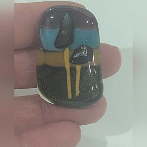 Hand Crafted artisan made fused glass landscape magnet. Stocking Stuffer